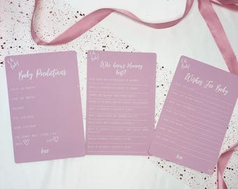 Pink Baby Shower Games Pack: Predictions, Wishes, Mummy Trivia
