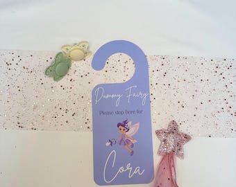 Personalised Purple Dummy Fairy Door Hanger: Kids Incentive