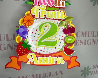 Twotti Frutti Cake Topper- Personalised 2nd Birthday Cake Decor.