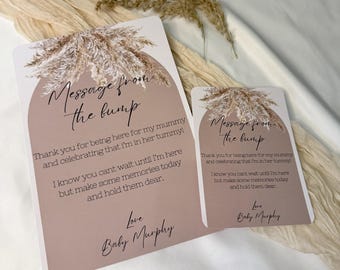 Pampas Baby Shower Sign: Message From The Bump (A4 or 5x7)