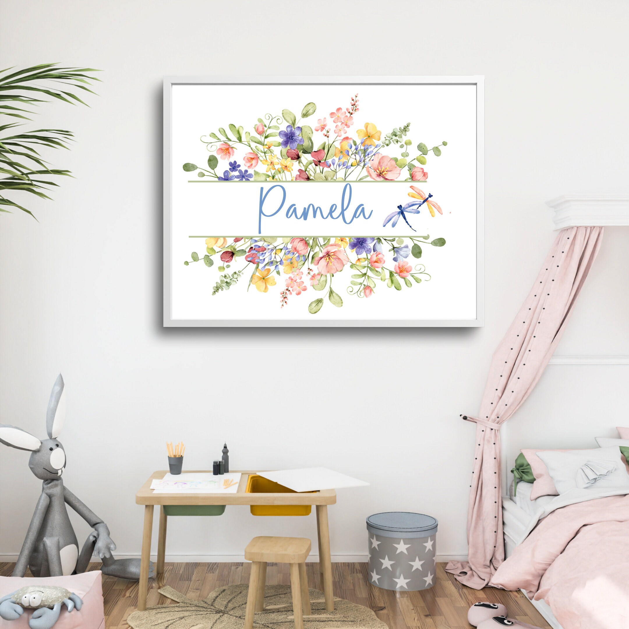 Girl's Nursery Wall Art CUSTOM Wildflower Baby Name - Etsy