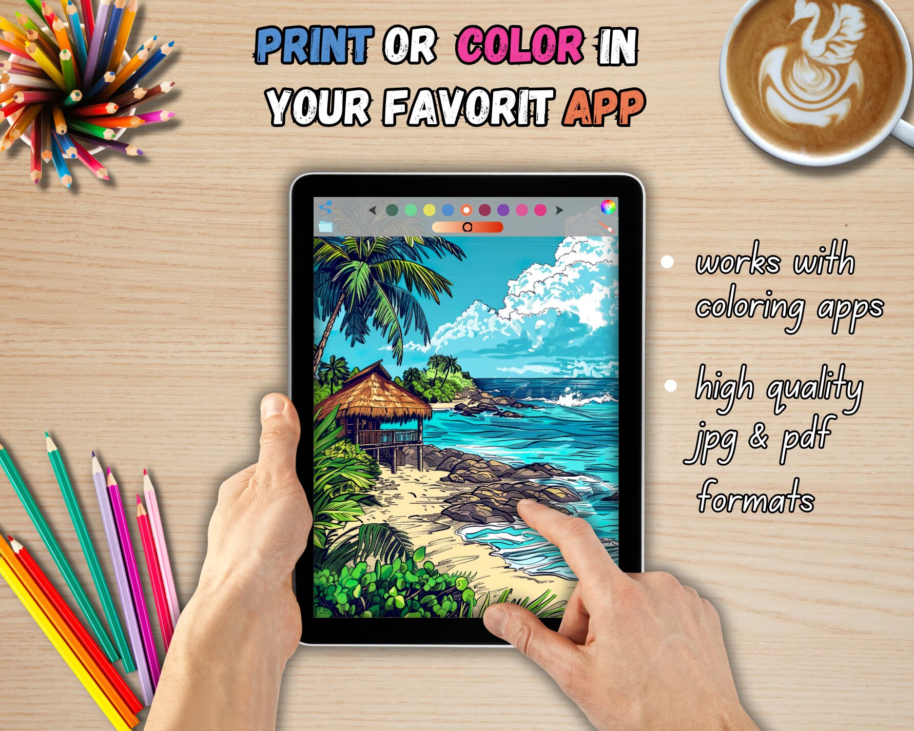 20 Hawaii Beach Coloring Pages for Kids and Adults in JPG and PDF ...