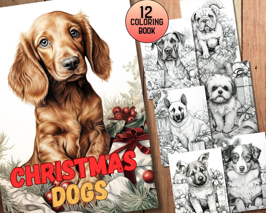 12 Cute Christmas Dogs Coloring Pages Set 01 Printable Coloring Pages