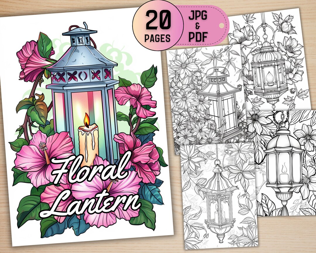20 Blooming Flower Lanterns Coloring Pages for Kids and Adults, Floral ...