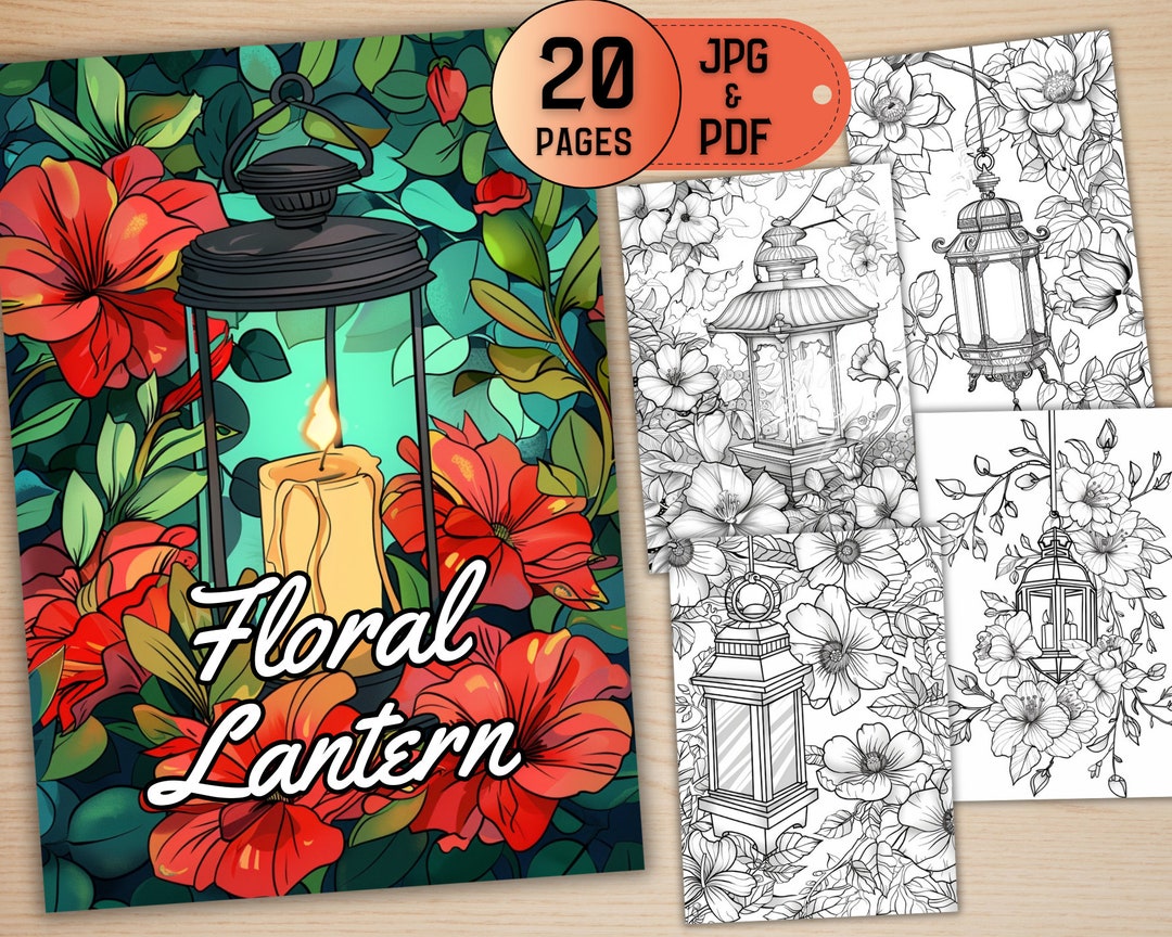 20 Enchanted Floral Lantern Coloring Pages for Kids and Adults ...