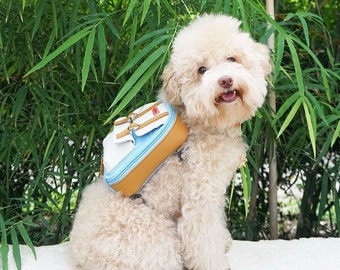 Mochila para perros Ruffsack hecha a mano con arnés – Dale en azul claro