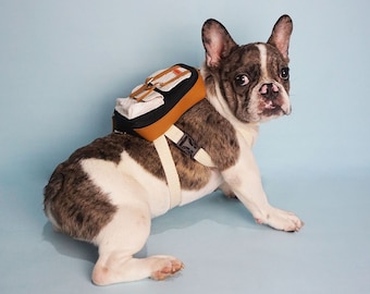 Mochila para perros Ruffsack hecha a mano con arnés – Dale en color negro