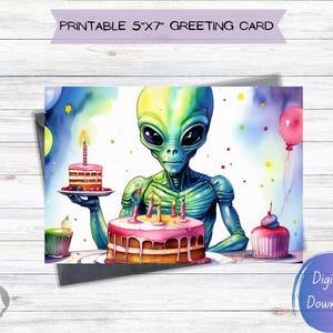 Biglietto di auguri di compleanno alieno unico: scarica e stampa per una celebrazione fuori dal mondo