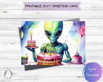 Tarjeta de cumpleaños extraterrestre única: descárgala e imprímela para una celebración fuera de lo común