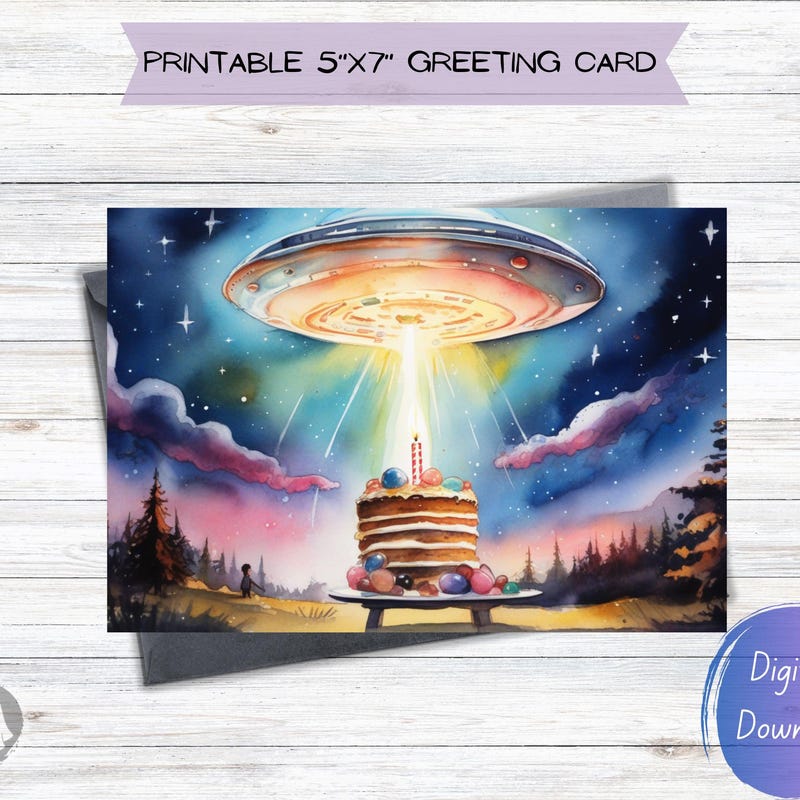 Ufo Birthday Card - Etsy