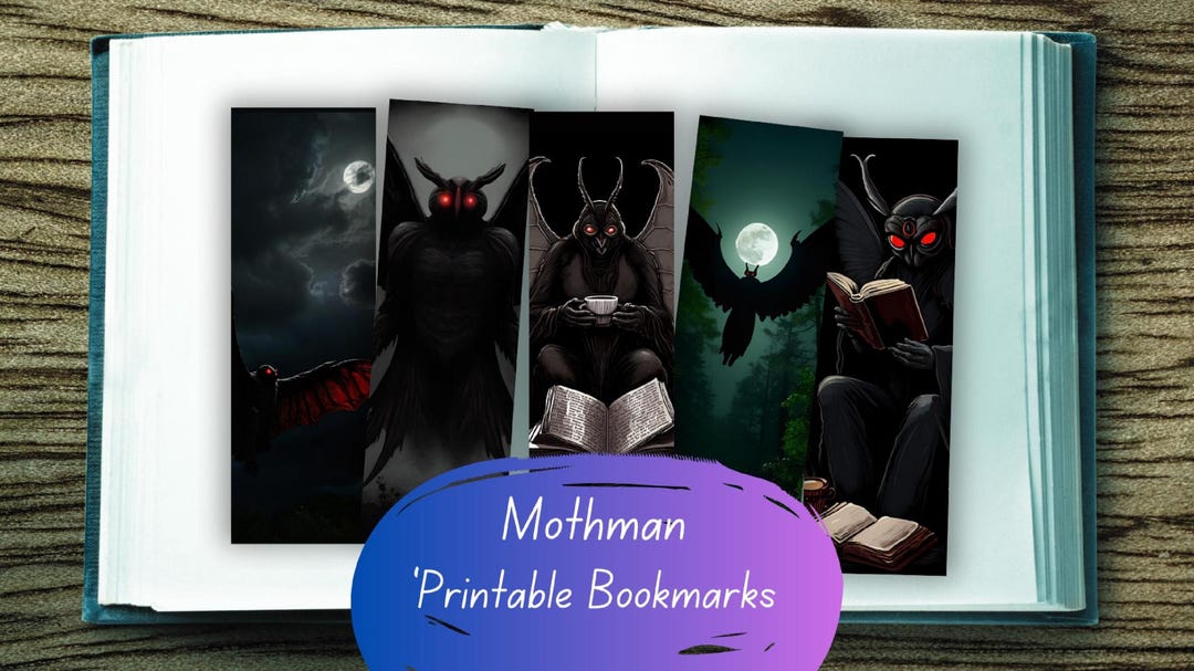 Mothman Printable Bookmark Set, Cryptid Art (digital Download) - Etsy