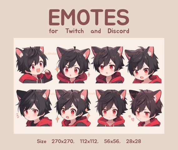 Twitch Emotes Discord Emotes Pack Cute Anime Black Hair Cat