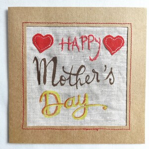 Carte artisanale peinte et brodée fête des mères Happy Mother's day