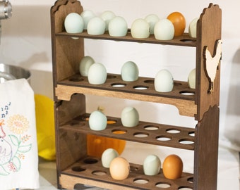 Wooden Egg Holder - Chicken Decor - Farmhouse Egg Stand - Chicken Gift for Homesteader