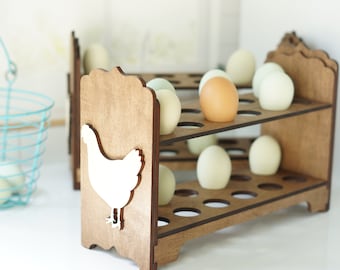 Fresh Egg Holder - Chicken Decor - Farmhouse Egg Stand - Chicken Gift for Homesteader