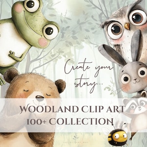 Bos dieren clipart bos schepsel illustratie kinderkamer decor afbeelding kinderboek schattige cartoon dier digitale kunst ambachtelijke levering downloaden