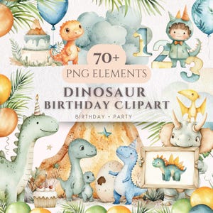 Dinosaur Birthday Clipart Bundle, Dino Party PNG Elements, Kids Birthday Party Graphics, Dinosaur Invitation Clipart, Dinosaur Birthday PNG