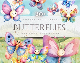 Butterfly Clipart: 23 PNG Graphics for Sublimation (Commercial Use)