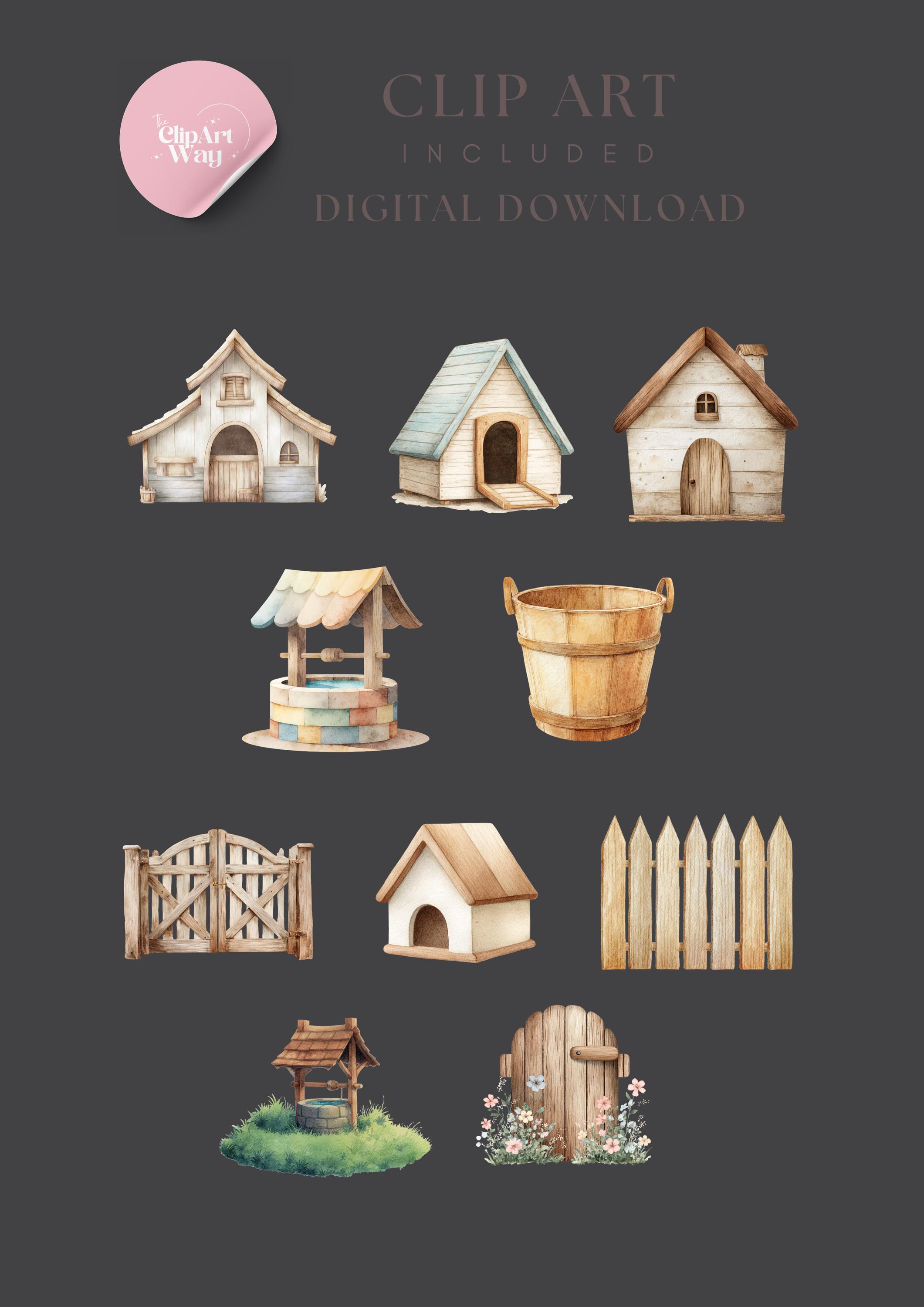 Pastel Watercolor Farm Animals Clipart Bundle (PNG) - Etsy
