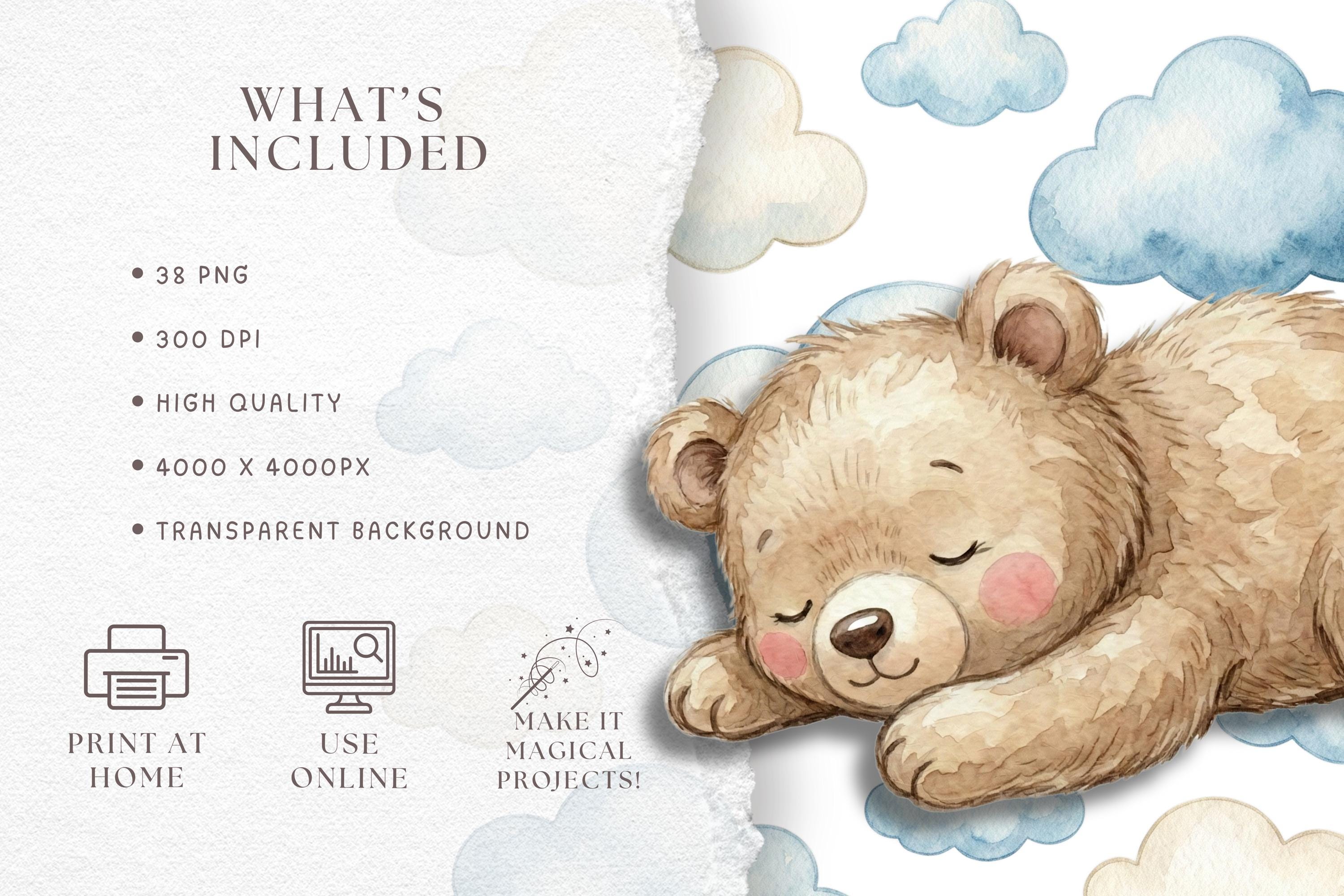 Baby Shower Invitation Clipart, Teddy Bear Clipart Bundle PNG, Nursery ...
