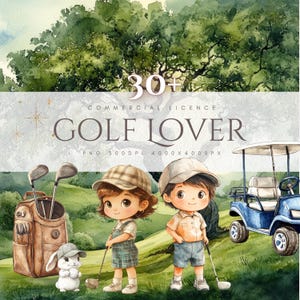 Niedliches Golf Clipart Bundle PNG Aquarell Golf Geschenkidee Trophäe Tier Golfer Pastell Clip Art für Kinder lädt Sammelalbum-Karte Geburtstag Golf ein