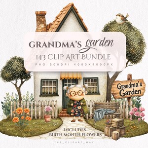 Oma Garten Clipart digitale Scrapbook Versorgung Garten digitaler Download Mutter Tag Geschenk Karte machen Element Vintage druckbare Familie Memory