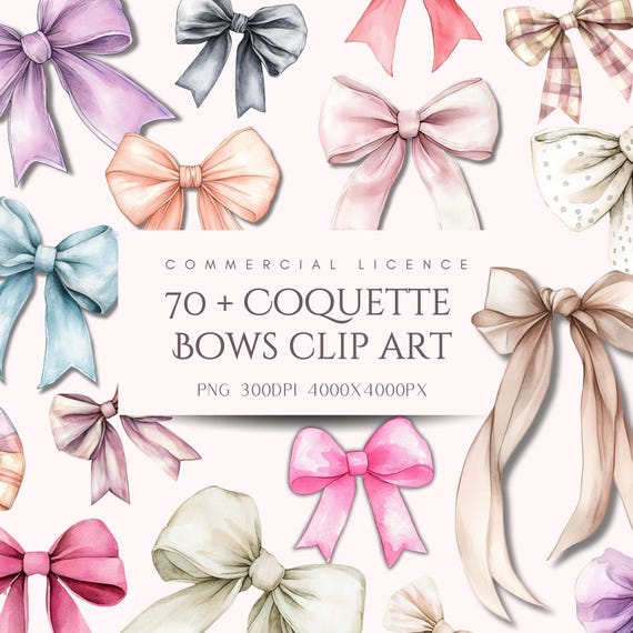 COQUETTE BOWS RIBBONS VINTAGE RIBBONS LOT Lace Coquette Bow Clip Art, Vintage Silk Ribbon (digital  main image 4