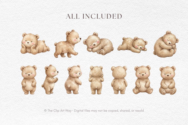 Baby Shower Invitation Clipart, Teddy Bear Clipart Bundle PNG, Nursery ...