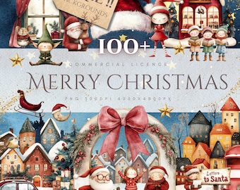 Burgundy Christmas Clipart Bundle: Watercolor Holiday Graphics (PNG Digital Download