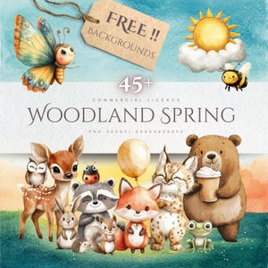 Bundle de cliparts animaux de la forêt, impression bricolage, scrapbooking, fabrication de cartes, créature mignonne, thème printemps, invitation de projet, forêt, téléchargement PNG