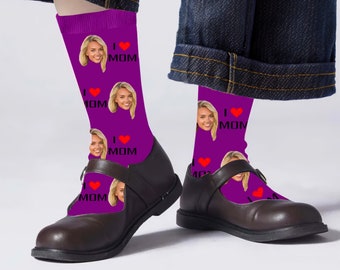 Calcetines faciales personalizados, calcetines personalizados, calcetines personalizados para el día de la madre, regalo para mamá, regalo del día de la madre, amo a mamá, regalo de su hijo favorito