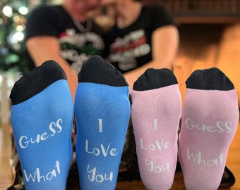 Calcetines personalizados con cara, Calcetines personalizados con imagen, Ponle cualquier cara a los calcetines, ¿Adivina qué? Calcetines Te Amo, Regalo de San Valentín para Hombre Mujer