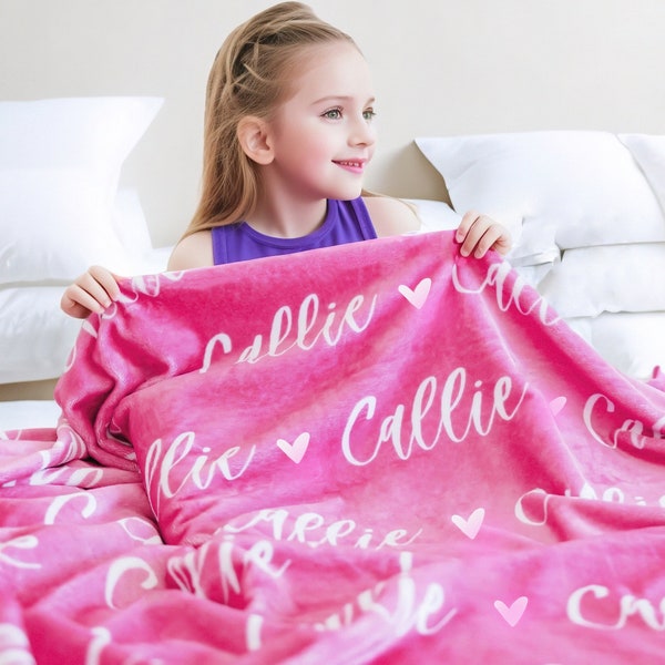 Personalized Name Custom Blanket for Baby/Kids/Youth/Adult | Custom Flannel Blanket | Custom Gift | Christmas Gift for Grandkids | Girl Gift