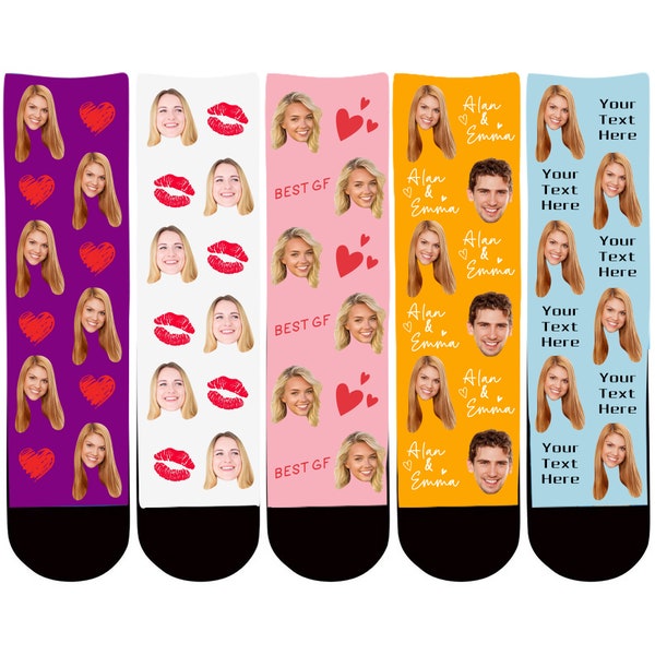 Maßgeschneiderte Gesichtssocken, wissen Sie was? „I Love You“-Socken, „Put Any Faces On“-Socken, individuelle Socken mit Bild, Geschenk für Sie, Ihn, Valentinstag