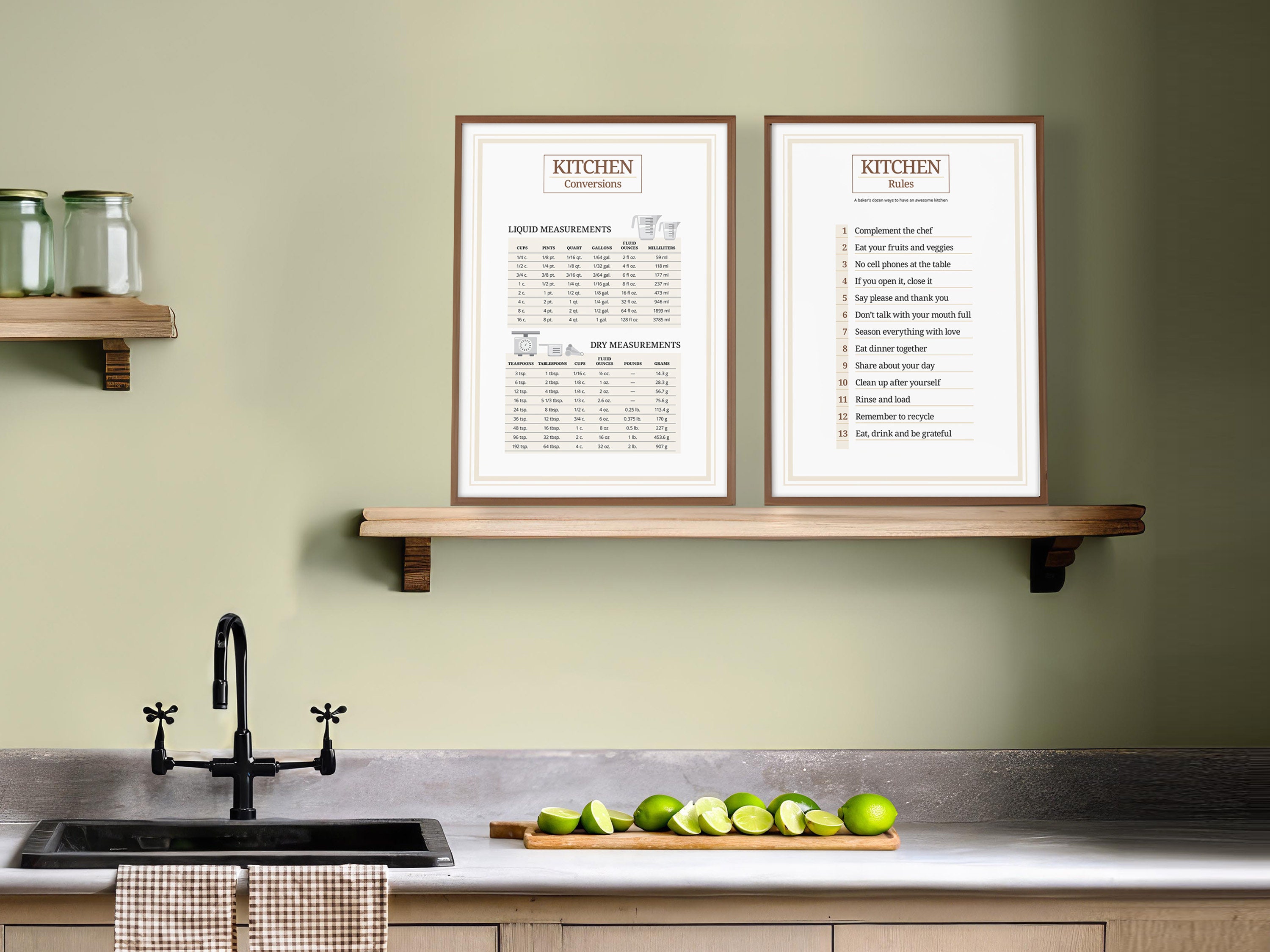 Kitchen measurement conversions chart etsy