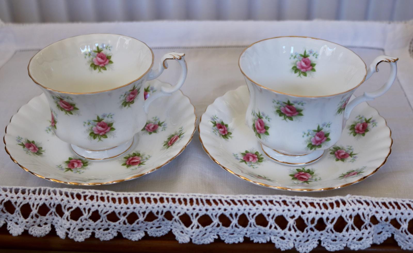 Vintage Royal Albert Teacup & Saucer "Forget-Me-Not Rose" Pattern ~ Made in England