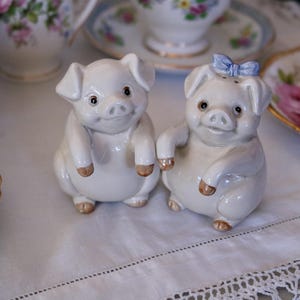 Cute Vintage Pig Salt & Pepper Shakers by Fitz and Floyd ~ Country Aesthetic ~ Cottage Core