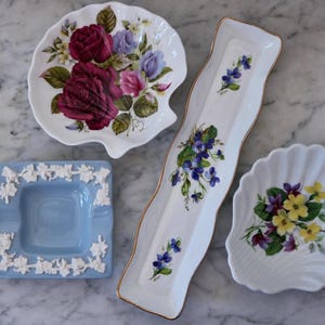 Vintage Trinket Dishes in Various Shapes & Sizes ~ Flowers ~ Made in England ~ France