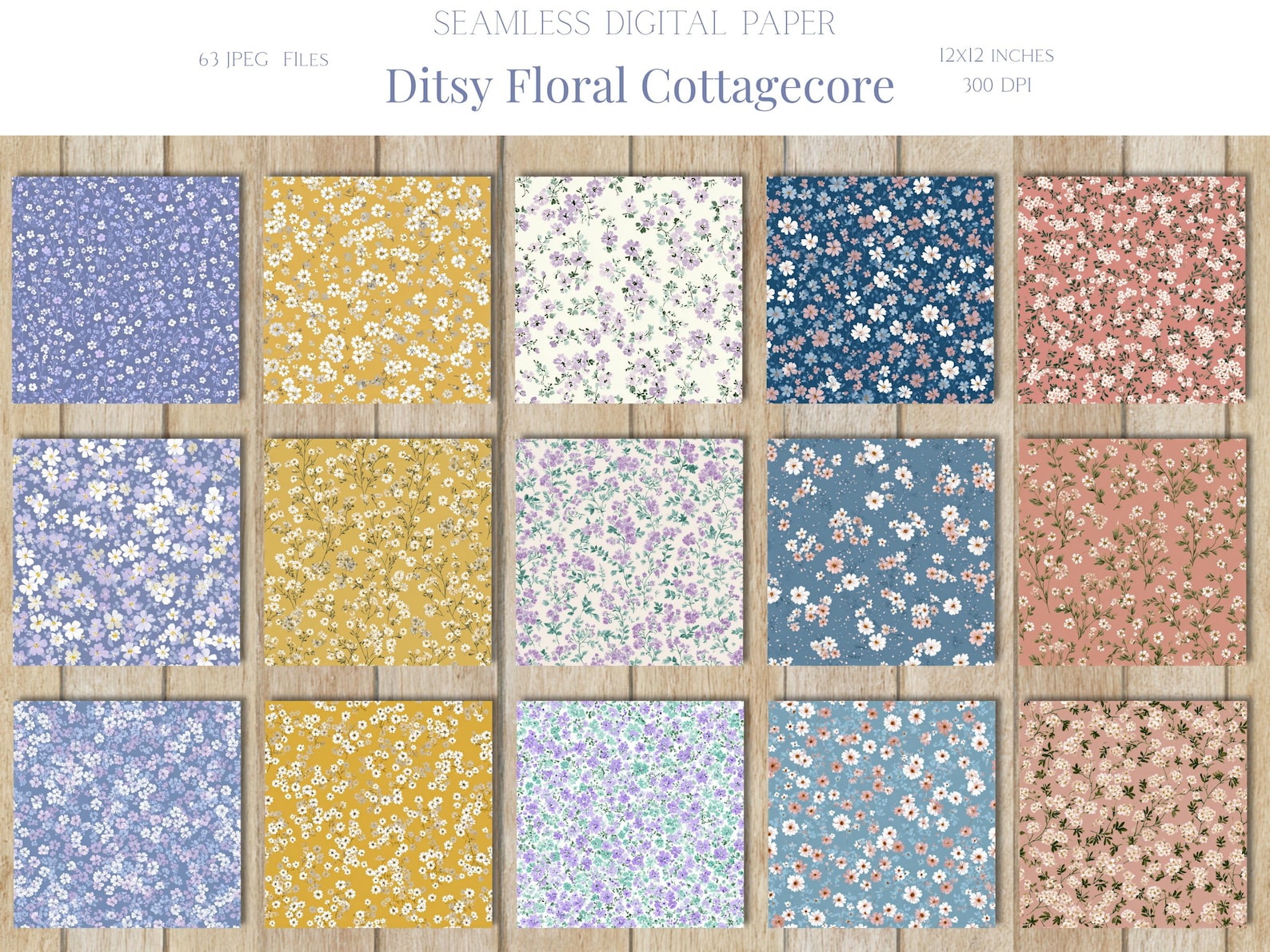 Ditsy Floral Cottagecore Seamless Pattern Shabby Chic Digital Paper for ...