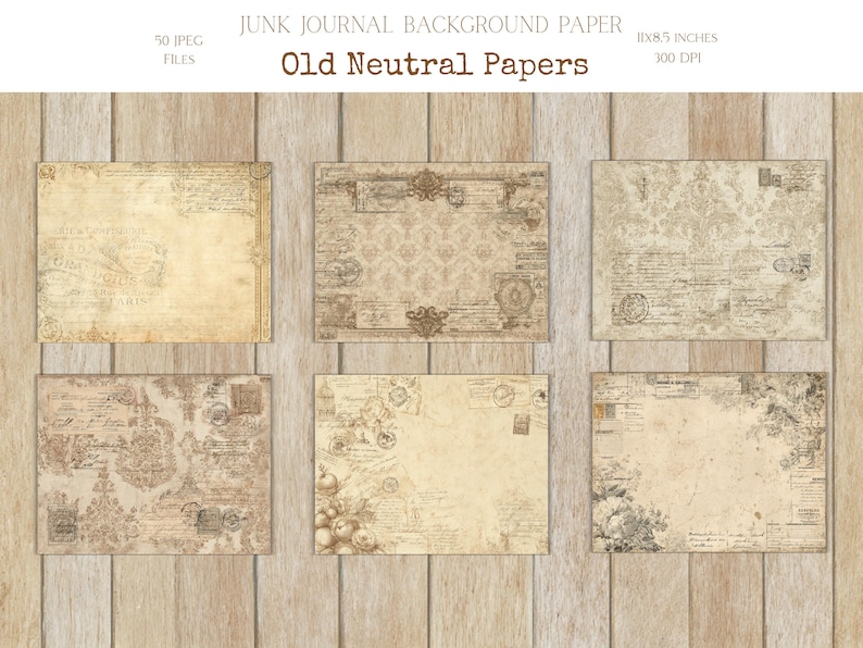 Neutral Paper Printable, Junk Journal Pages, Vintage Journaling, Beige ...