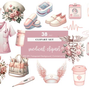 Medicinska element Clipart Hälso- och sjukvårdsprojekt Digital planerare, digitalt klistermärke, PNG, sublimering, skräpjournal, klippbok, kommersiellt bruk