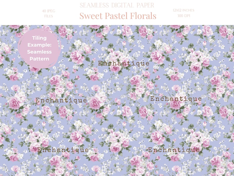 Floral Pastel Cottagecore Seamless Pattern Shabby Chic Digital Paper ...