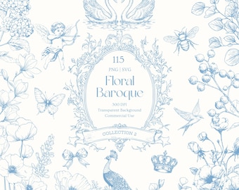 Bloemen barok lijntekeningen bruiloft SVG bloemen bruiloft wapen chinoiserie sierlijst sierlijke vintage clipart voor uitnodigingen