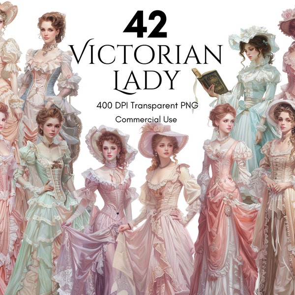 Lady victorienne full body Clipart vintage Lady victorienne femmes Clipart PNG coupe difficile Junk Journal Kit Sublimation Scrapbook usage Commercial