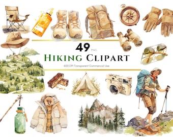 Wandelen clipart, aquarel, digitale planner, modieuze planner, digitale sticker, sublimatie, junk Journal, plakboek, commercieel gebruik