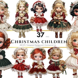Weihnachten Kinder Clip Art für Junk Journal, viktorianische Kinder, digitale Papierpuppen Bilder, wählerischen Schnitt, Kartenherstellung, Puppen Journaling