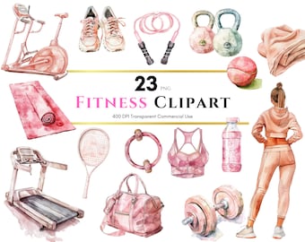 Fitness clipart, workout, Digital planner, Fashionable planner, Digital Sticker, PNG, Sublimation, Junk Journal, Scrapbook, Commercial Use
