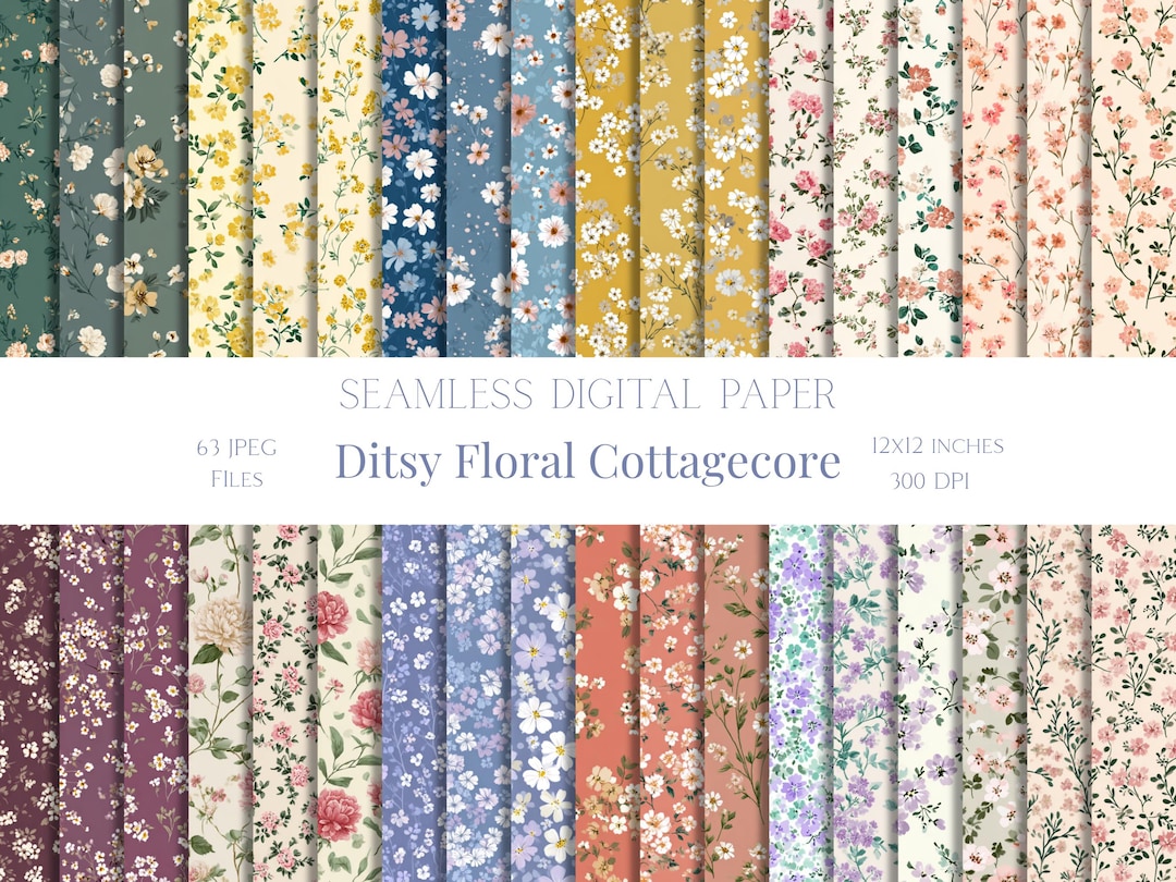 Ditsy Floral Cottagecore Seamless Pattern Shabby Chic Digital Paper for ...