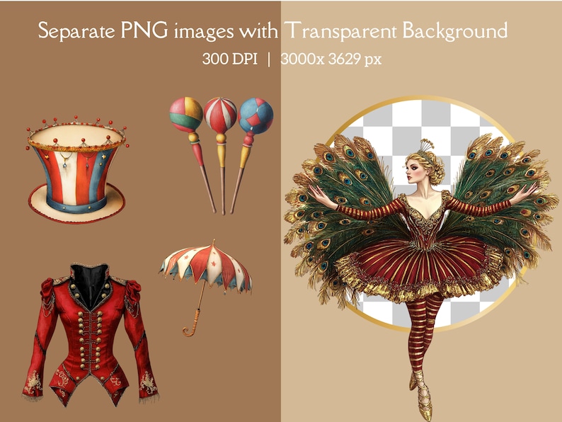 Vintage Circus Clipart featuring clowns, carnival elements, and fair cards. Perfect for junk journals, digital scrapbooking, printable ephemera, and carnival-themed projects.