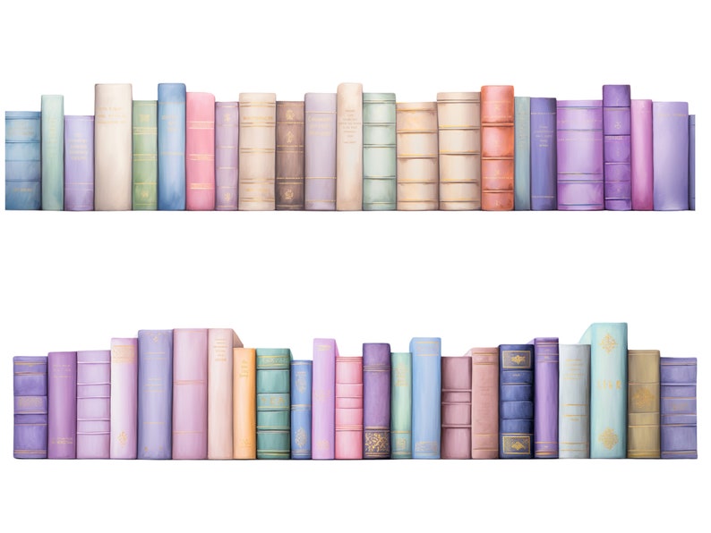 Book Border Pastel, Watercolor Clipart, Vintage, Dashboard, Digital ...